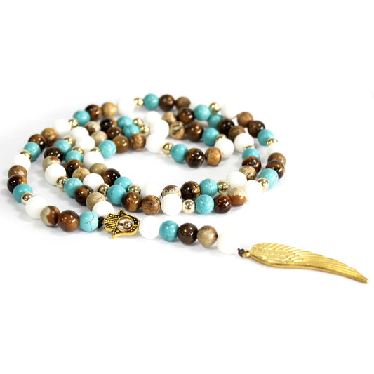 Angel Wing / Multi Beads Gemstone Necklace.