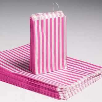 Blue or Pink 5 x 7" Candy Stripe Bags (1000).