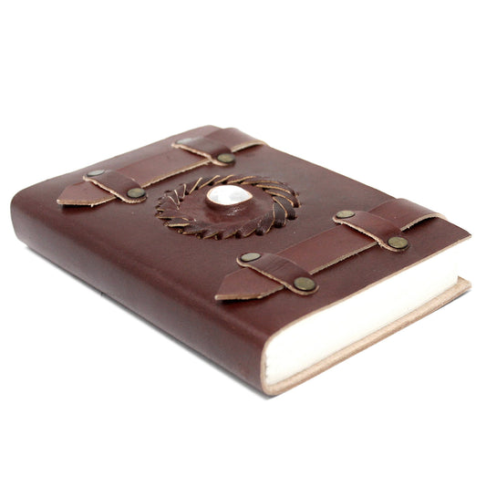 Leather Moonstone with Belts Notebook (6x4").