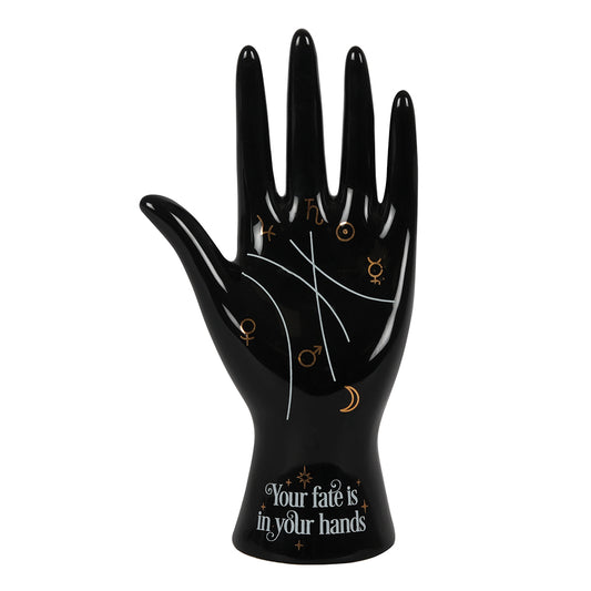 Black Ceramic Palmistry Hand Ornament.