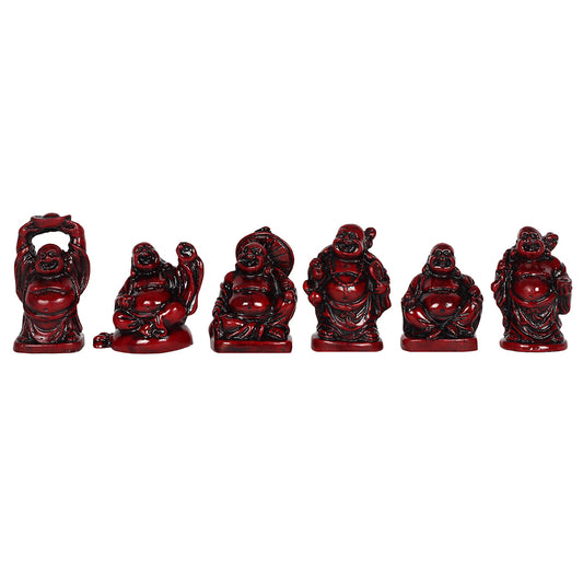 Box of 6 Red Resin Buddhas.