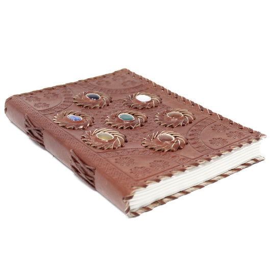 Leather Chakra Stone Notebook (6x9").