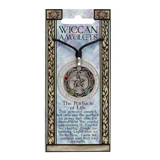 The Pentacle of Life Wiccan Amulet Necklace.