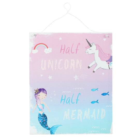 Half Unicorn Half Mermaid Metal Sign.