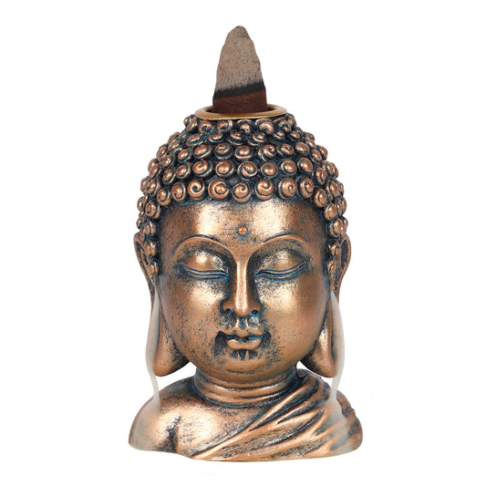 Bronze Buddha Head Backflow Incense Burner.